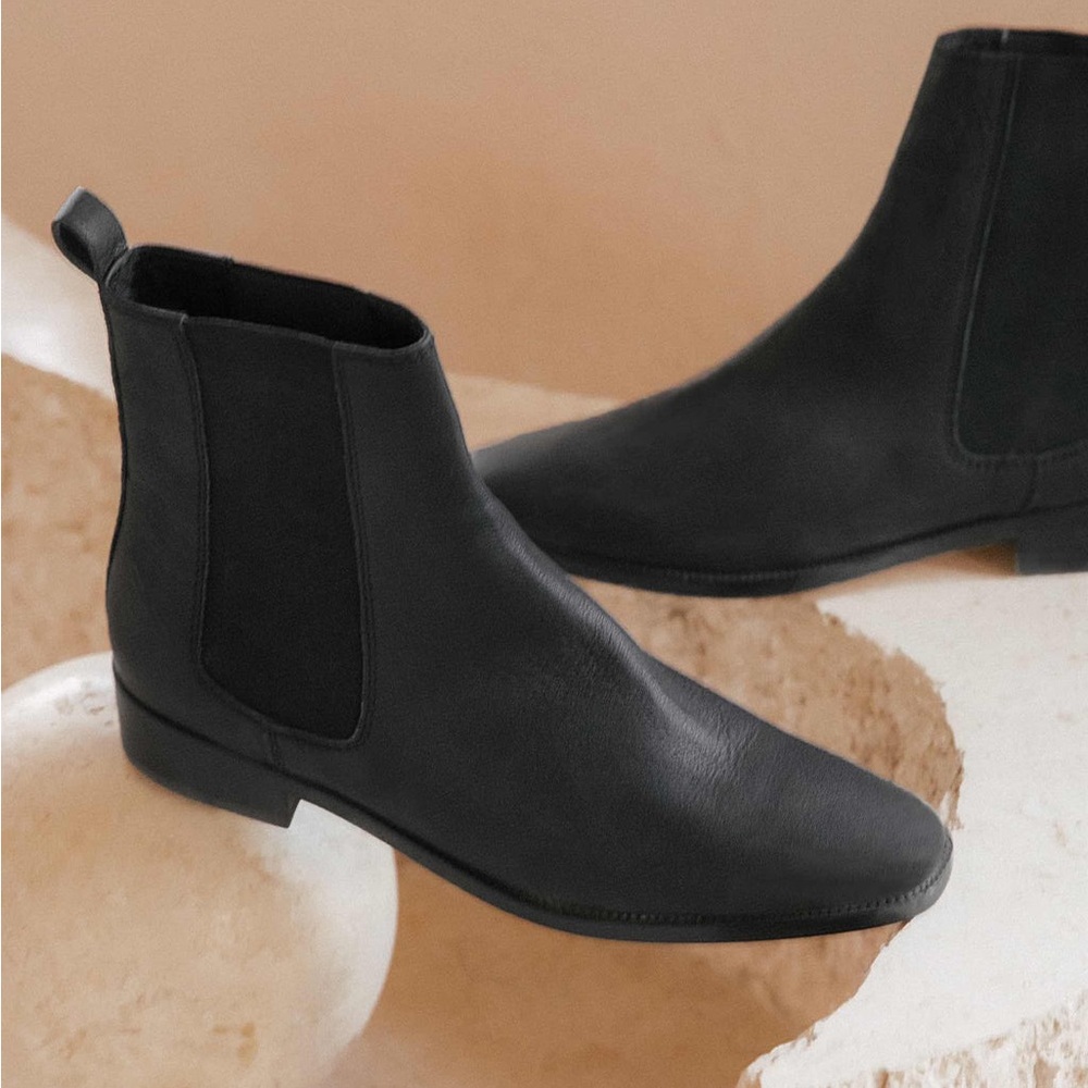 Christy Dawn Real Leather Black Ankle Chelsea Boots Booties - Picture 10 of 10